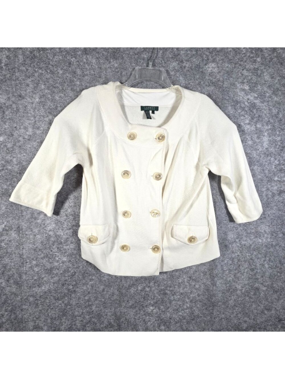 Lauren Ralph Lauren Women's Button Up Double Breasted Cardigan Sweater White Siz